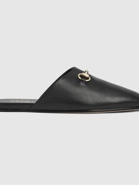 Gucci Black Leather Mule with Horsebit
